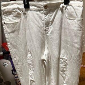 Chico’s White Ripped Skinny Girlfriend Jeans